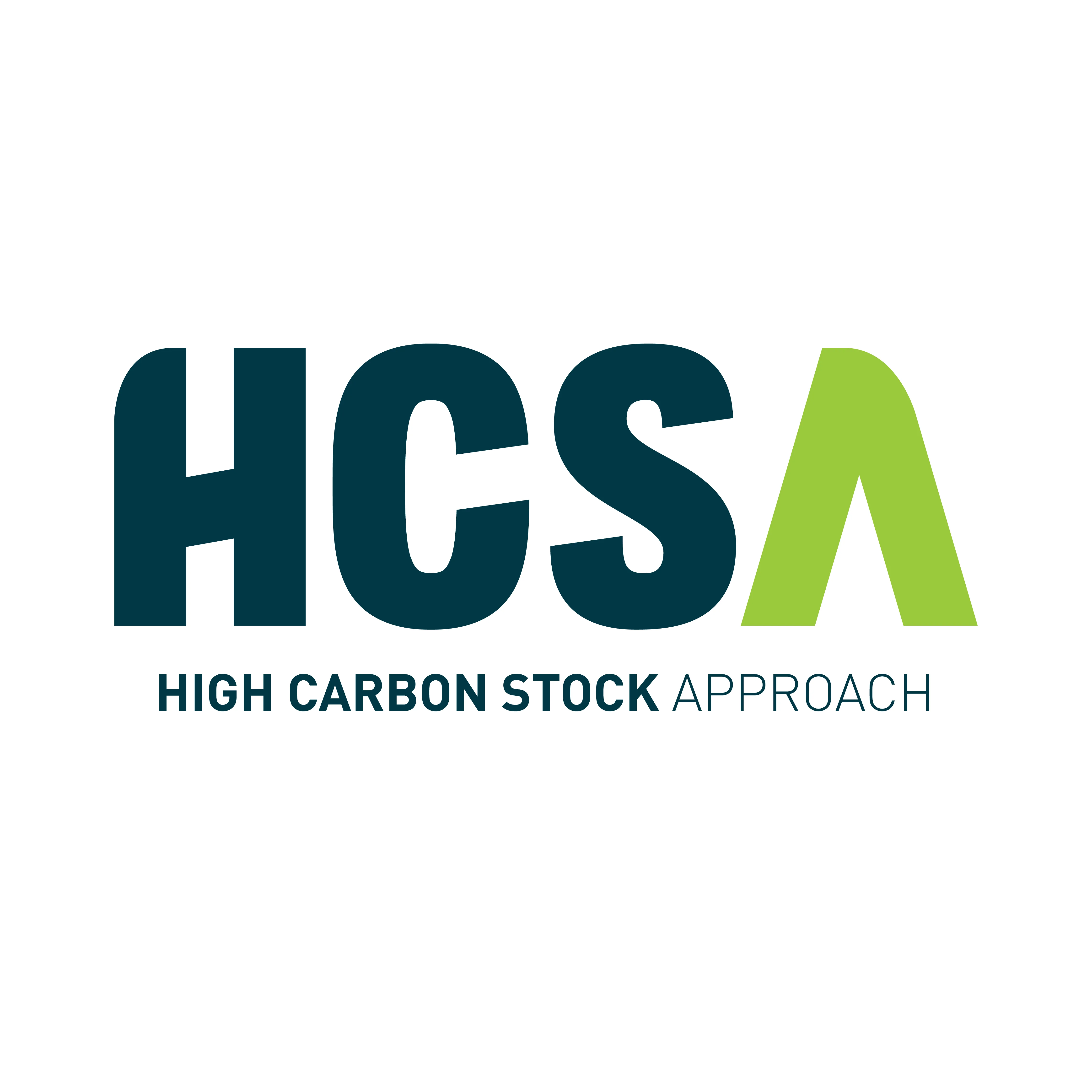 HCSA logo with "High Carbon Stock Approach" text, green stylized "A".